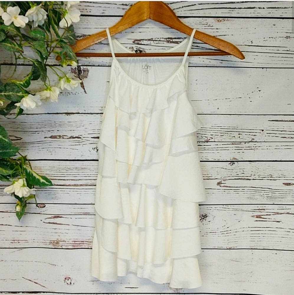 Loft Cream Ruffled Tank